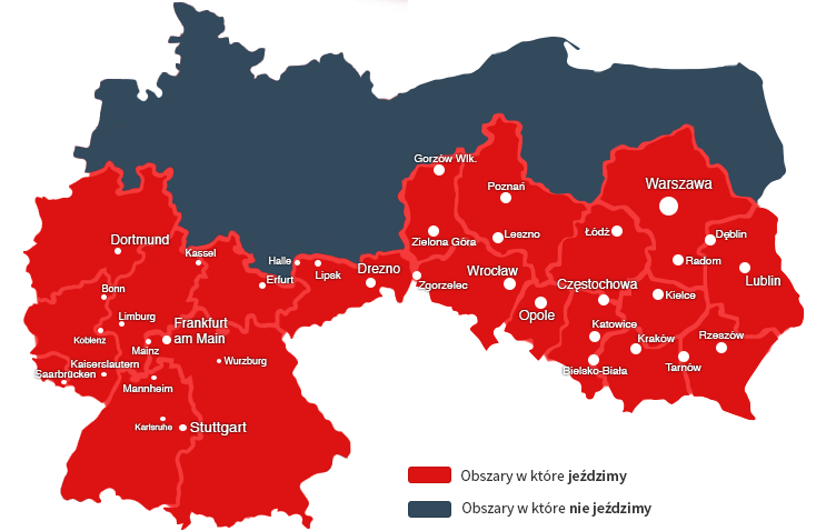 Trasa przewozu ludzi z Polski do Niemiec 